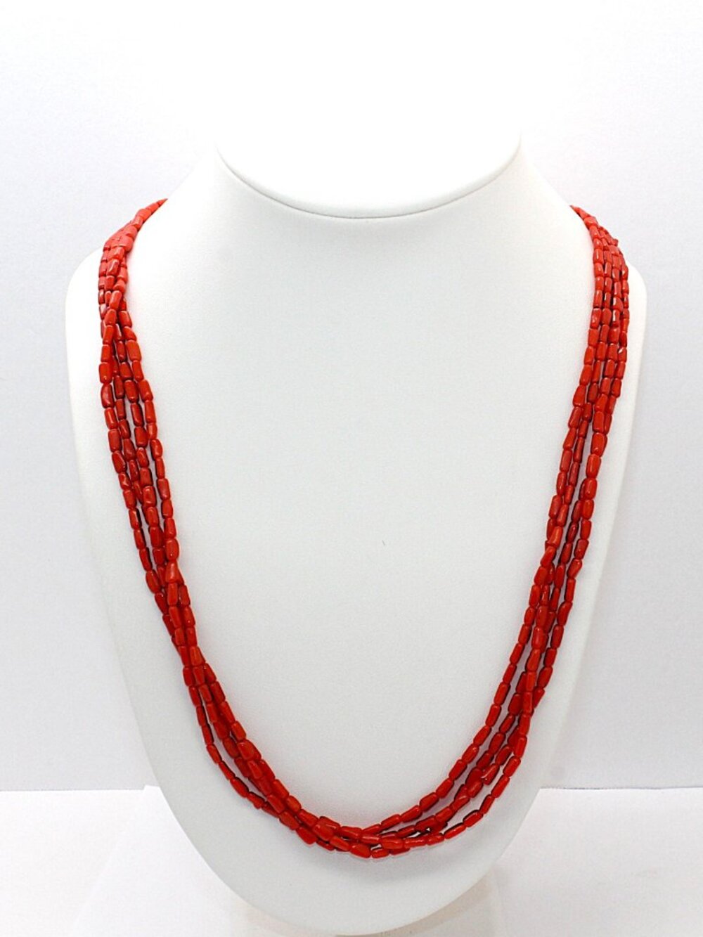 Vintage Natural Red Coral Multi Strand Necklace